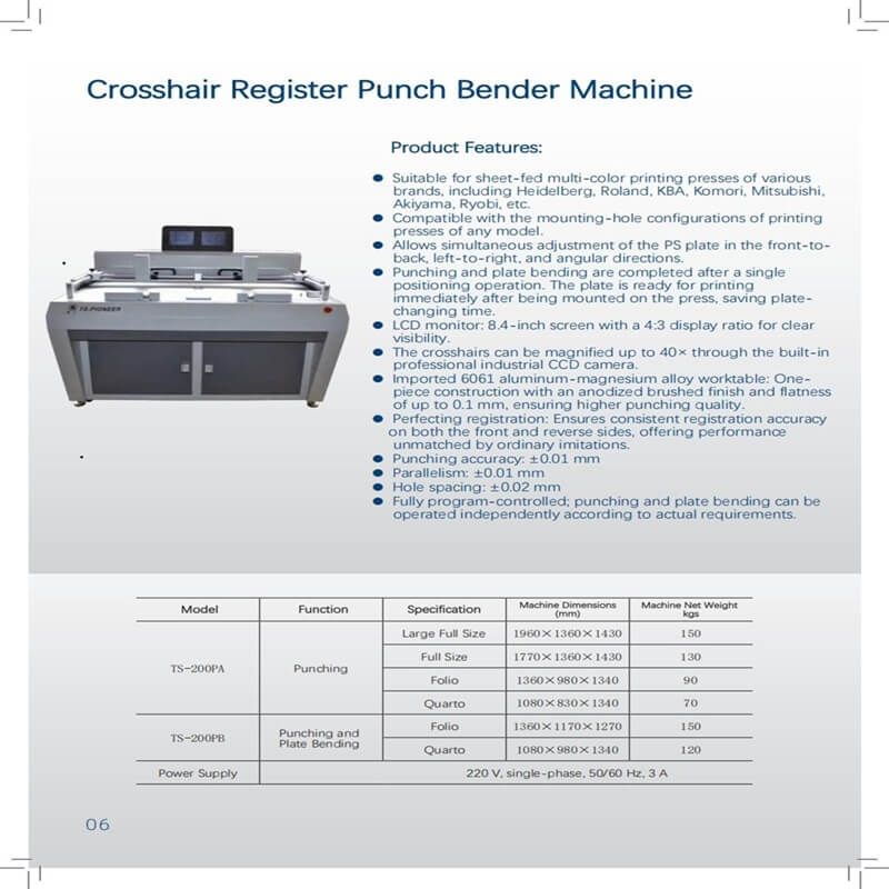  Crosshair Register Punch Bender Machine